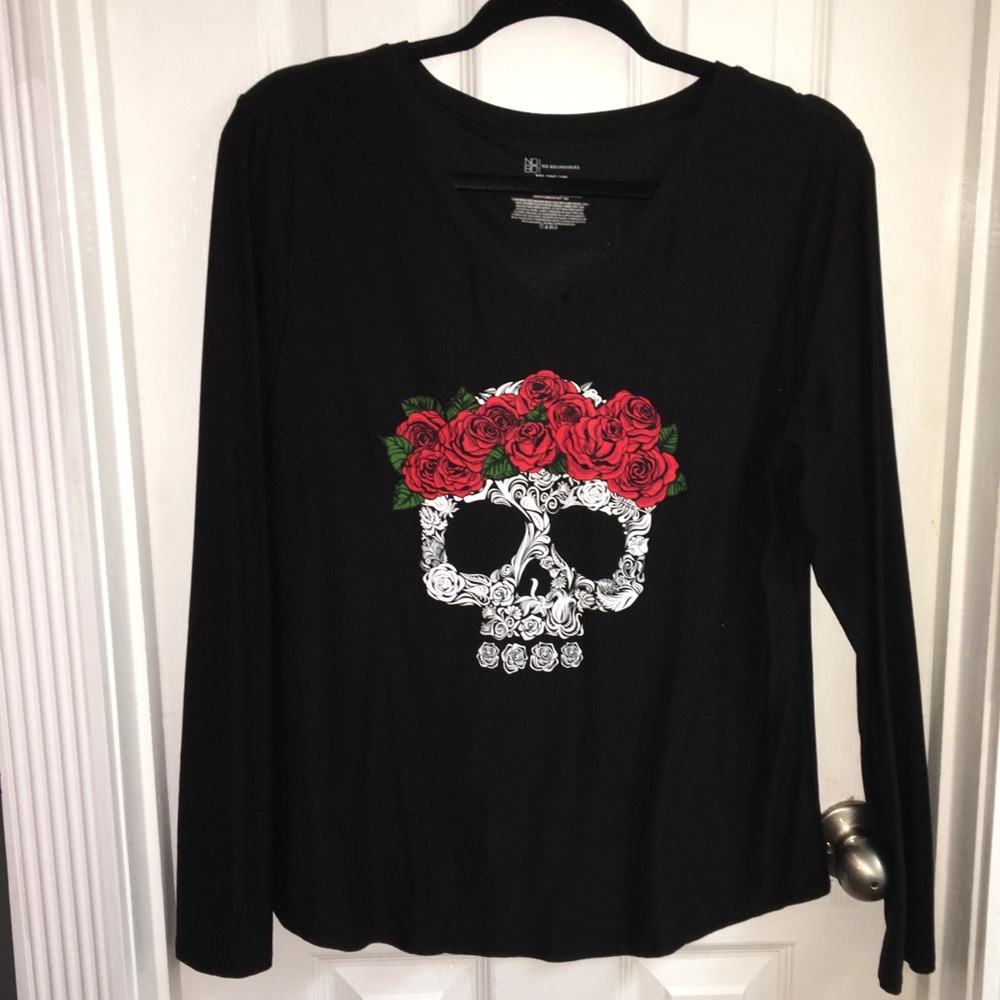 Rose Skull, Lightweight, Long Sleeve Shirt